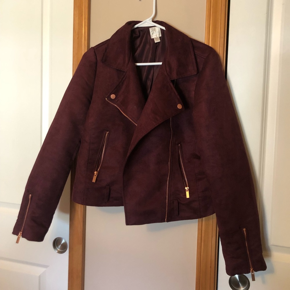 LC Lauren Conrad Suede Burgundy Jacket